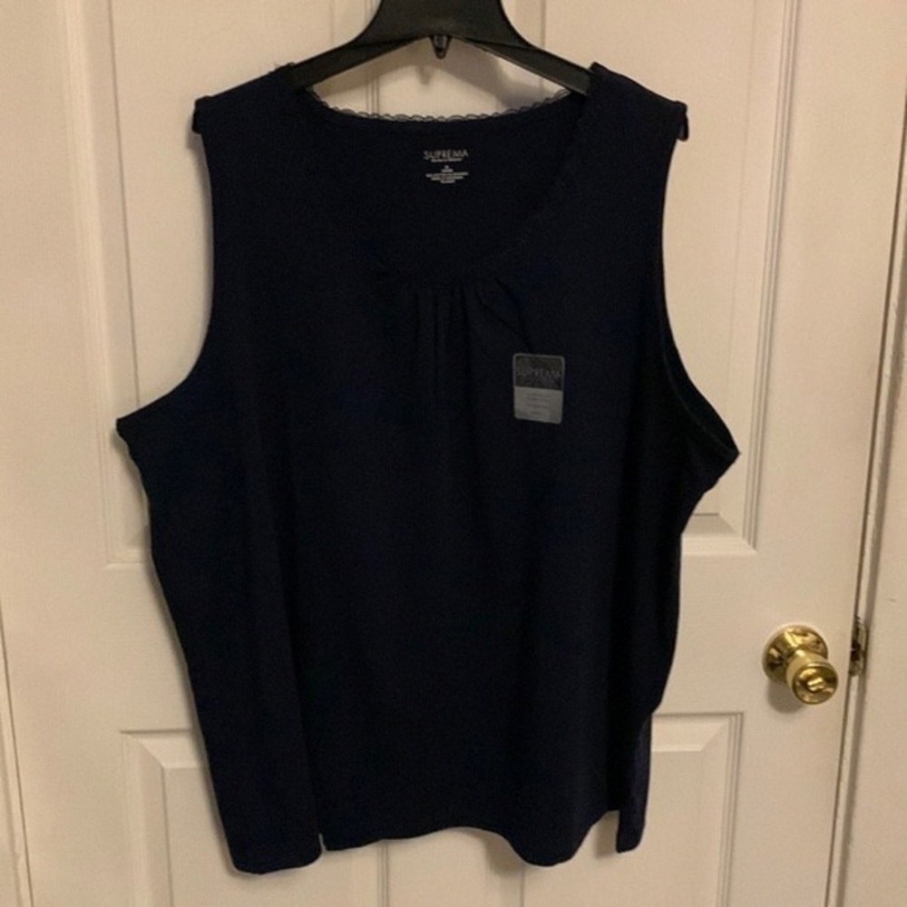 Sandra Darren Navy Sleeveless Knit Tank